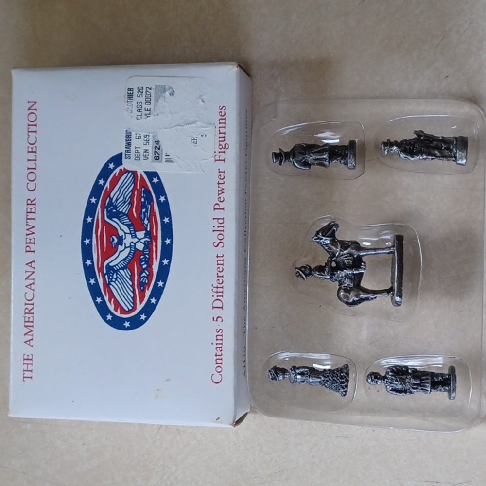 5 Piece Americana Pewter Collection Miniature Solid Pewter Figurines AH19